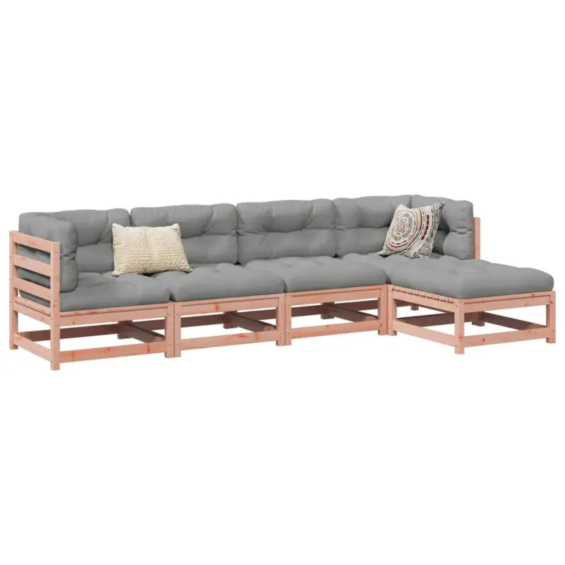 Modulaire loungeset met hoogte rugleuning voor een comfortabele zitervaring - Natuurlijk douglashout / Nee - Tuinsets