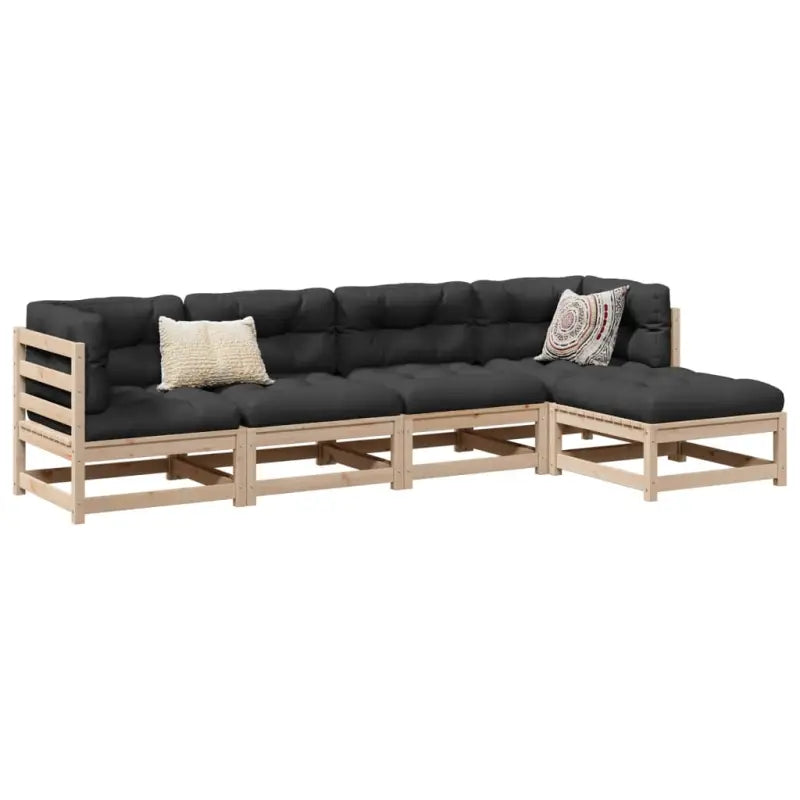 Modulaire loungeset met hoogte rugleuning voor een comfortabele zitervaring - Natuurlijk grenenhout / Ja - Tuinsets