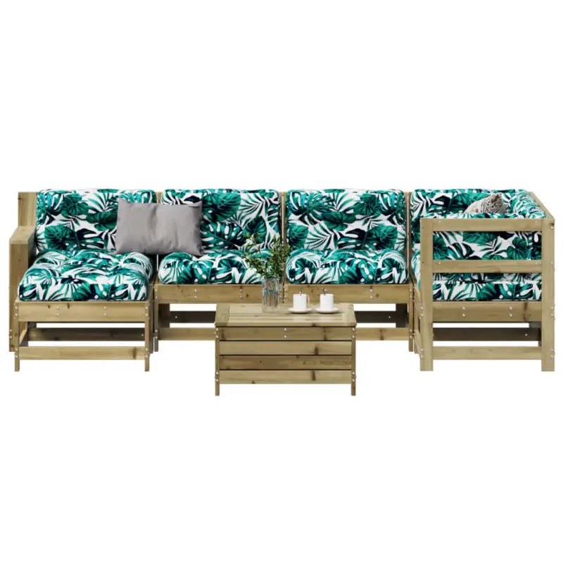 Modulaire loungeset van geïmpregneerd grenenhout voor tuin en terras - Naturel geïmpregneerd - Tuinsets