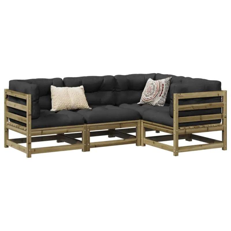 Modulaire loungeset van massief grenenhout met hoogte rugleuning - Naturel geïmpregneerd / Ja - Tuinsets