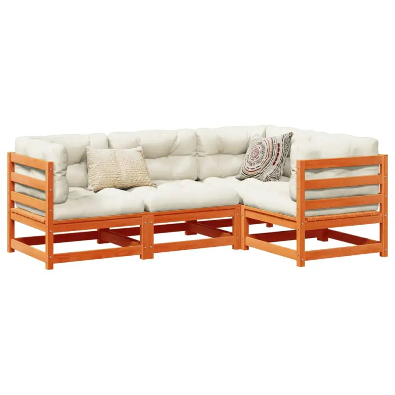 Modulaire loungeset van massief grenenhout met hoogte rugleuning - Tuinsets
