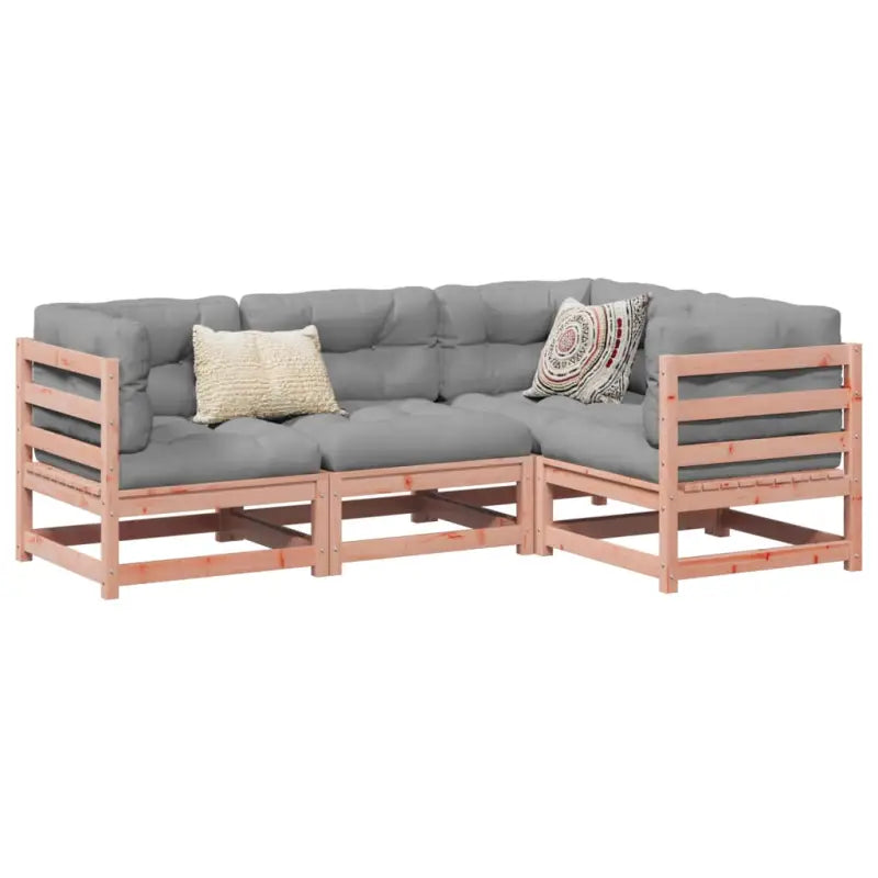 Modulaire loungeset van massief grenenhout met hoogte rugleuning - Natuurlijk douglashout / Ja - Tuinsets