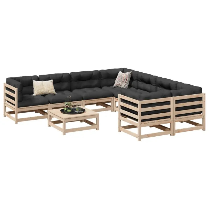 Modulaire loungeset van massief grenenhout voor buitenplezier - Natuurlijk grenenhout / met kussen - Tuinsets