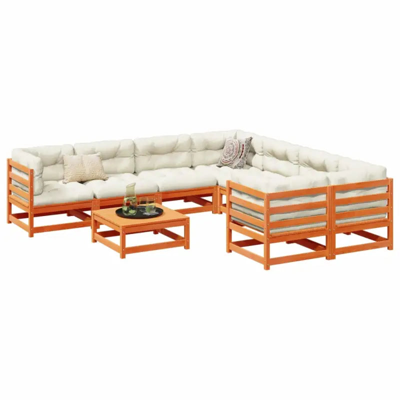 Modulaire loungeset van massief grenenhout voor buitenplezier - Wasbruin / zonder kussen - Tuinsets