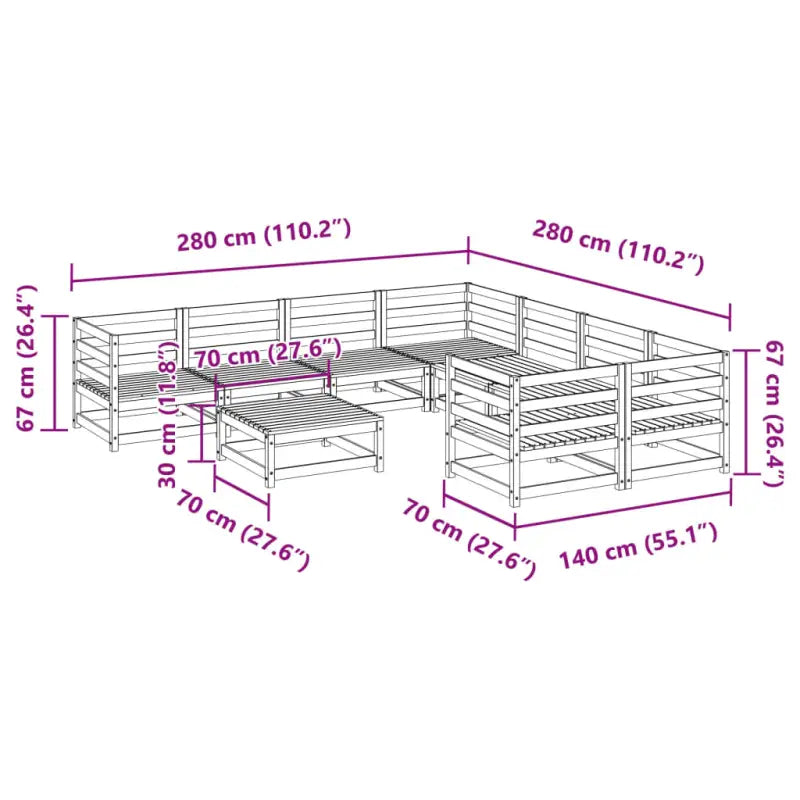 Modulaire loungeset van massief grenenhout voor buitenplezier - Tuinsets