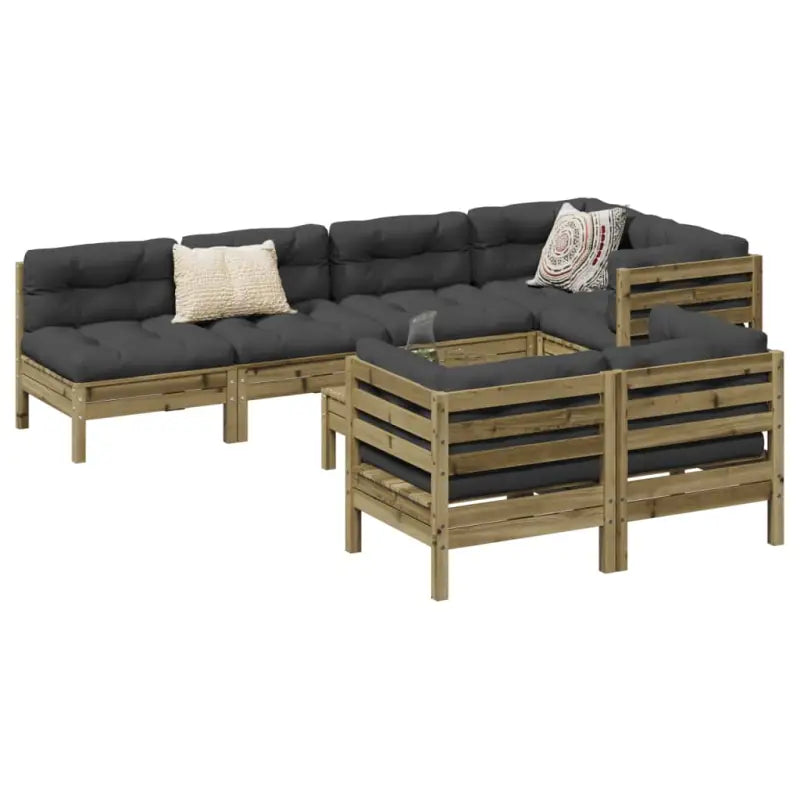 Modulaire loungeset van massief grenenhout voor comfortabele zitervaring - Naturel geïmpregneerd - Tuinsets