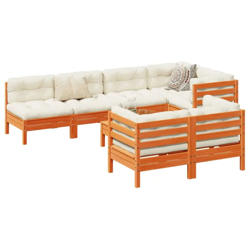 Modulaire loungeset van massief grenenhout voor comfortabele zitervaring - Wasbruin - Tuinsets