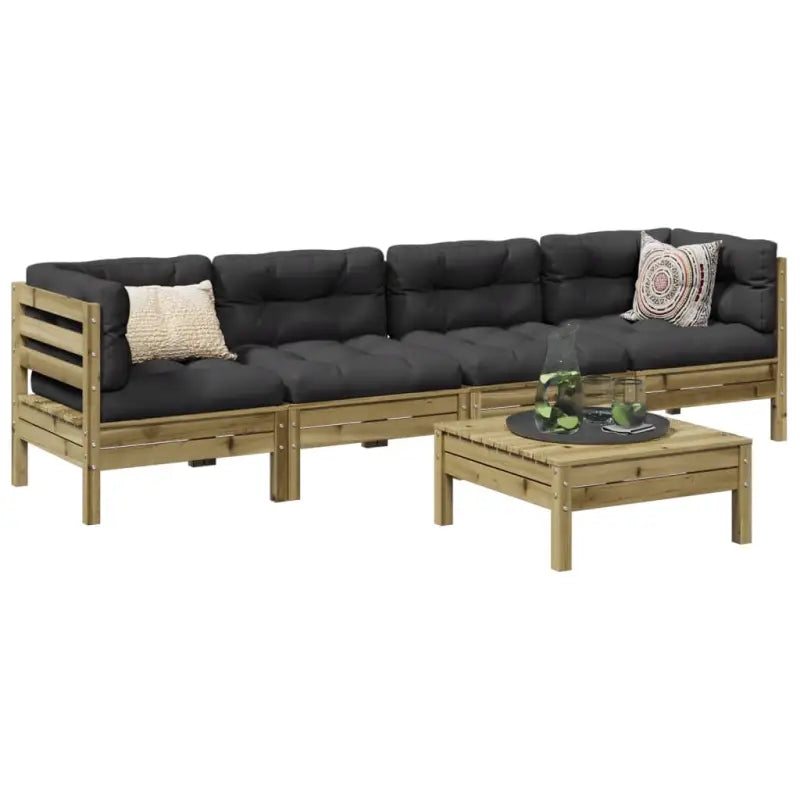 Modulaire loungeset van massief grenenhout voor een comfortabele zitervaring - Naturel geïmpregneerd - Tuinsets