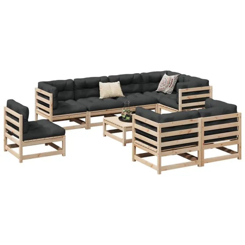 Modulaire loungeset van massief grenenhout voor een comfortabele zitervaring - Natuurlijk grenenhout / zonder kussen