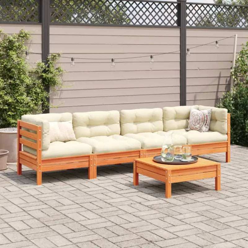 Modulaire loungeset van massief grenenhout voor een comfortabele zitervaring - Tuinsets