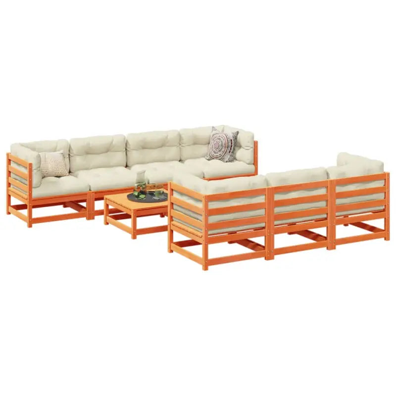 Modulaire loungeset van massief grenenhout voor tuin en terras - Wasbruin / met kussen - Tuinsets