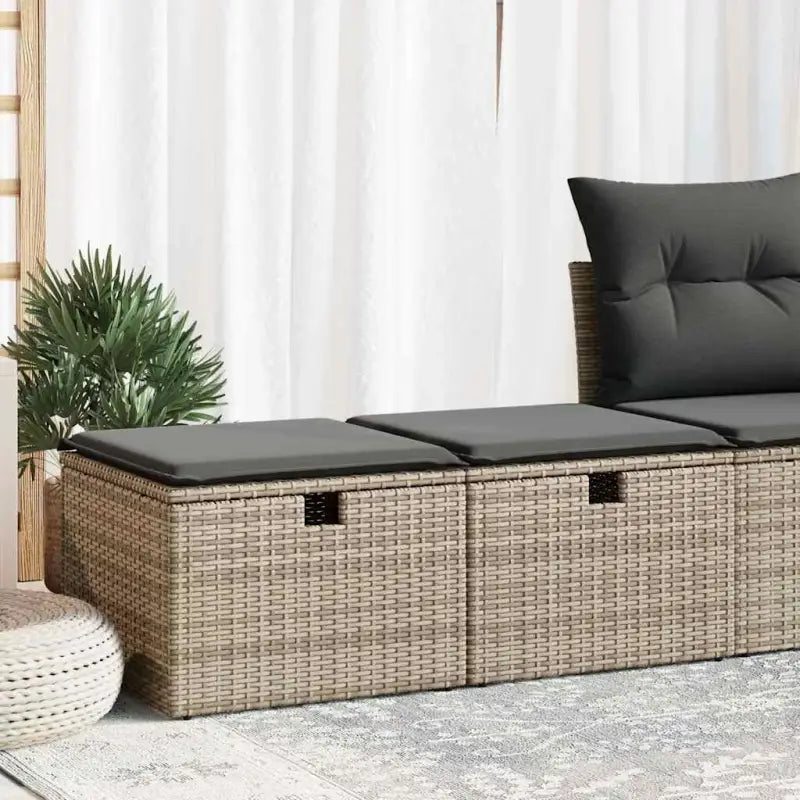 Modulaire poly rattan loungeset met waterdichte tas voor elk terras - Grijs - Tuinsets