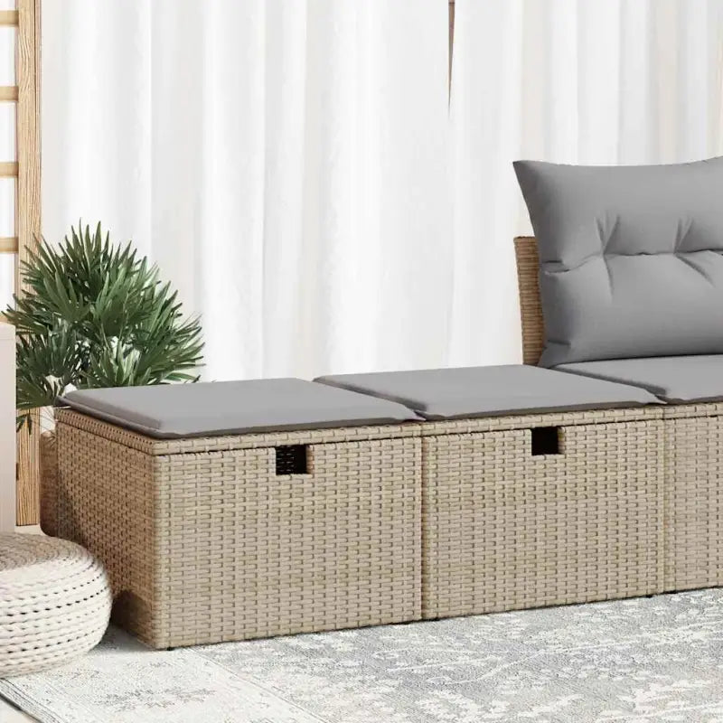 Modulaire poly rattan loungeset met waterdichte tas voor elk terras - Beige en grijs - Tuinsets