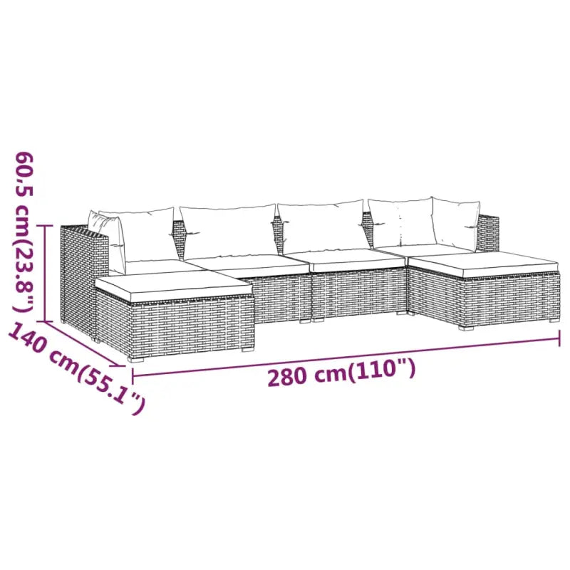 Modulaire poly rattan tuinset met comfortabele zitkussens en instelbare diepte - Tuinsets