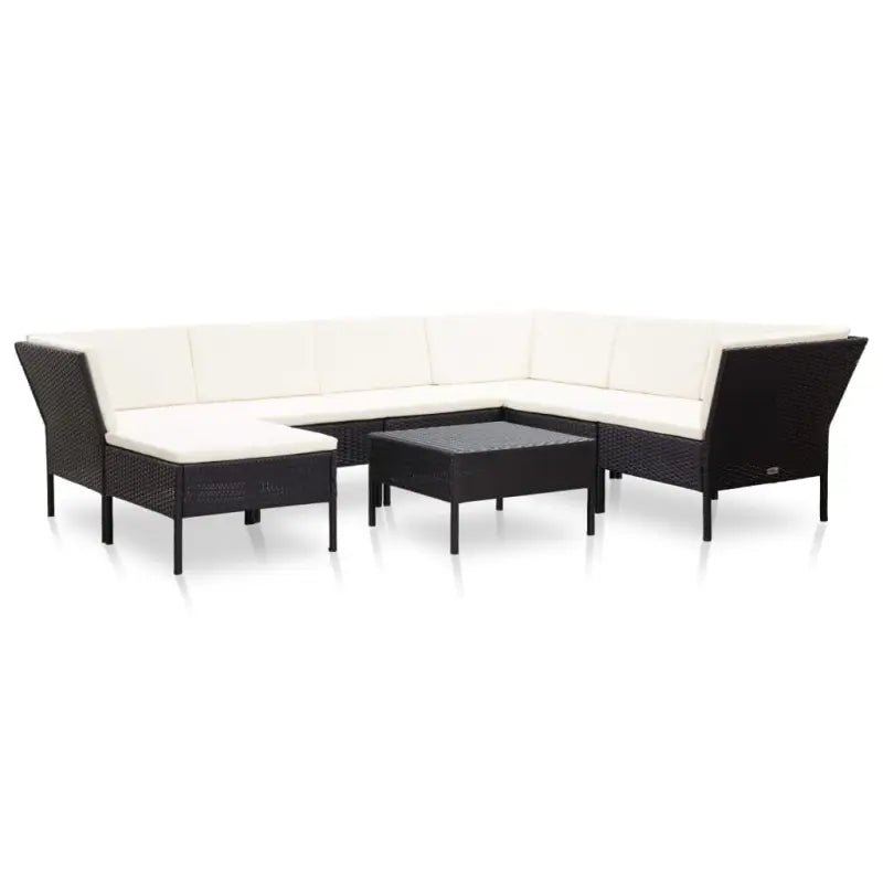 Modulaire tuin loungeset met gepoedercoat stalen frame voor ultiem comfort - Zwart en wit - Tuinsets