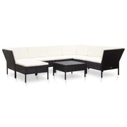 Modulaire tuin loungeset met gepoedercoat stalen frame voor ultiem comfort - Zwart en wit - Tuinsets