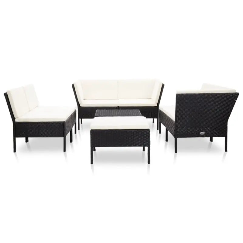 Modulaire tuin loungeset met gepoedercoat stalen frame voor ultiem comfort - Zwart en wit - Tuinsets