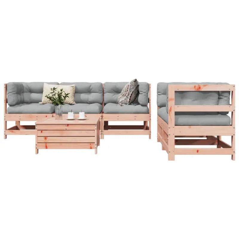 Modulaire tuin loungeset van massief grenenhout met comfortabele afmetingen - Natuurlijk douglashout - Tuinsets