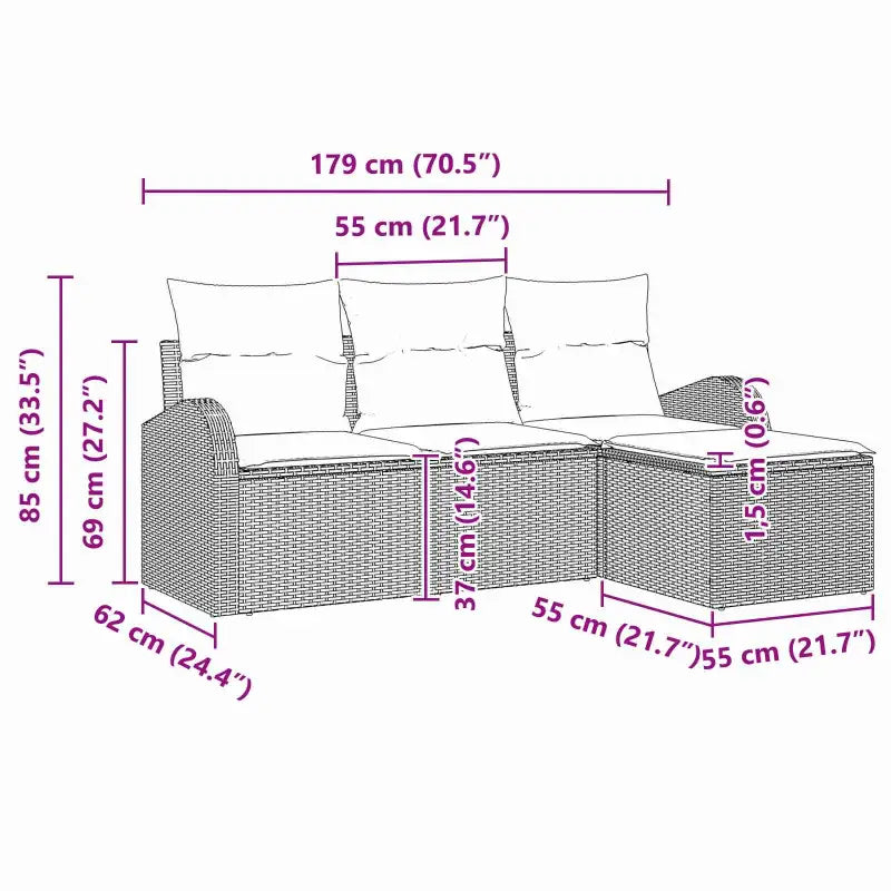 Modulaire tuin sofa set met poly riet voor stijlvolle buitenruimtes - Loungebanken