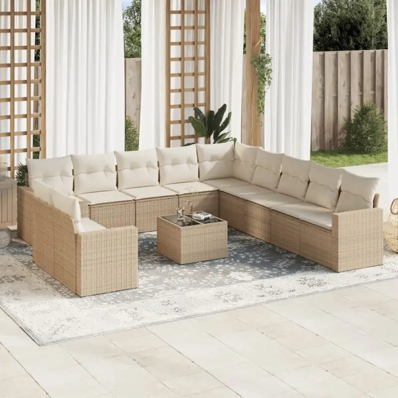 Modulaire tuinbank grijs materiaal met waterdichte tas en gepoedercoat staal - beige en crèmekleurig / 1 / Met tafel