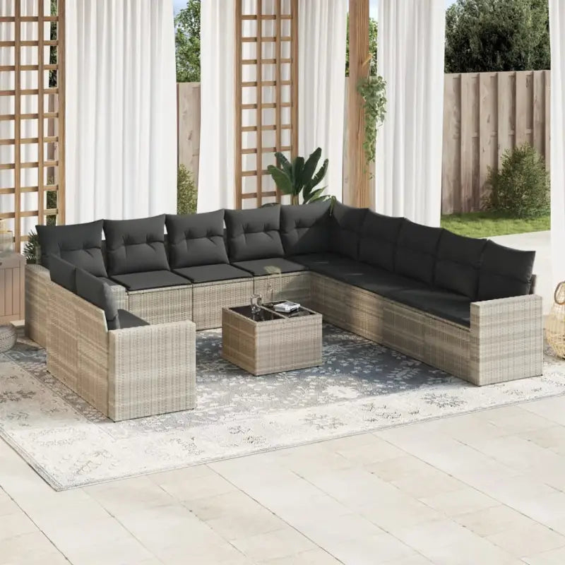 Modulaire tuinbank grijs materiaal met waterdichte tas en gepoedercoat staal - Lichtgrijs / 1 / Met tafel - Modulaire