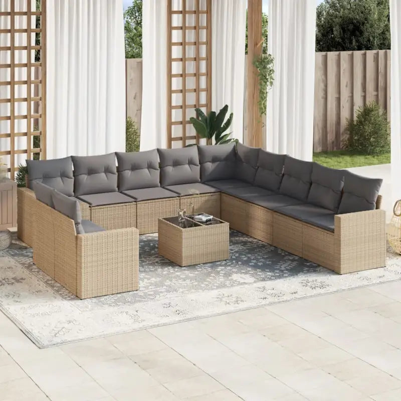 Modulaire tuinbank grijs materiaal met waterdichte tas en gepoedercoat staal - Beige en grijs / 1 / Met tafel