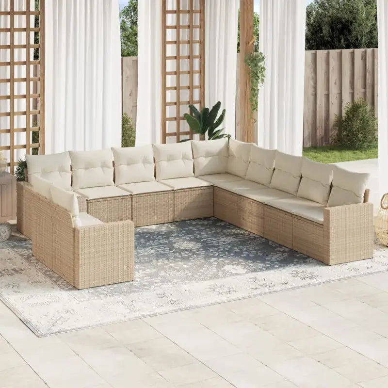 Modulaire tuinbank grijs materiaal met waterdichte tas en gepoedercoat staal - beige en crèmekleurig / 1 / Zonder tafel