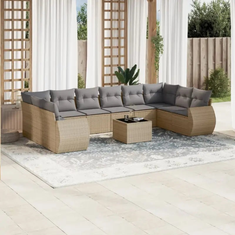 Modulaire tuinbank in zwart materiaal en gepoedercoat staal - Beige en grijs / 1 / Met tafel - Modulaire tuinbanken