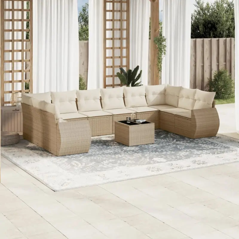 Modulaire tuinbank in zwart materiaal en gepoedercoat staal - beige en crèmekleurig / 1 / Met tafel - Modulaire