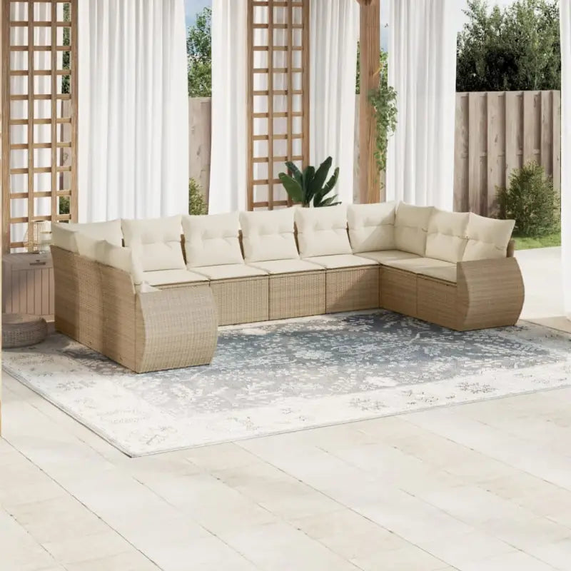Modulaire tuinbank in zwart materiaal en gepoedercoat staal - beige en crèmekleurig / 1 / Zonder tafel - Modulaire