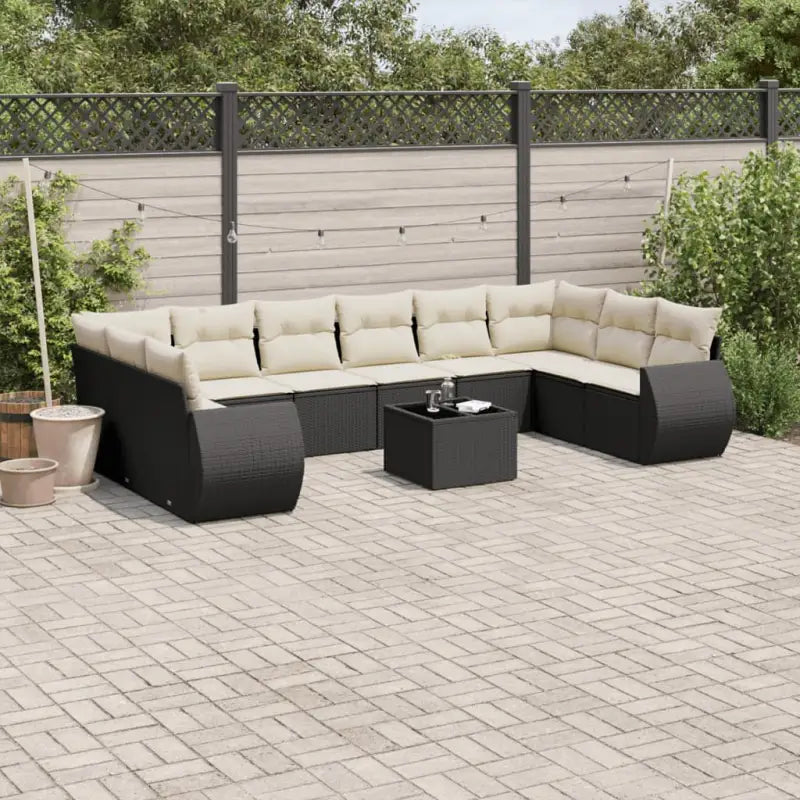 Modulaire tuinbank in zwart materiaal en gepoedercoat staal - Zwart en crème / 1 / Met tafel - Modulaire tuinbanken
