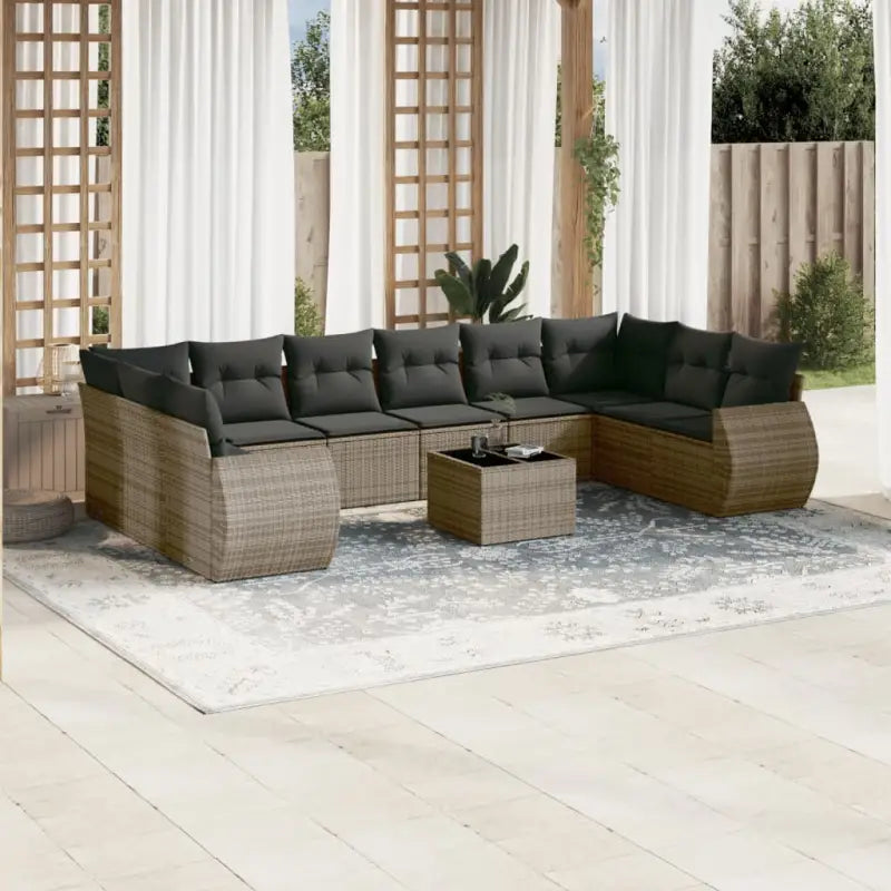Modulaire tuinbank in zwart materiaal en gepoedercoat staal - Grijs / 1 / Met tafel - Modulaire tuinbanken