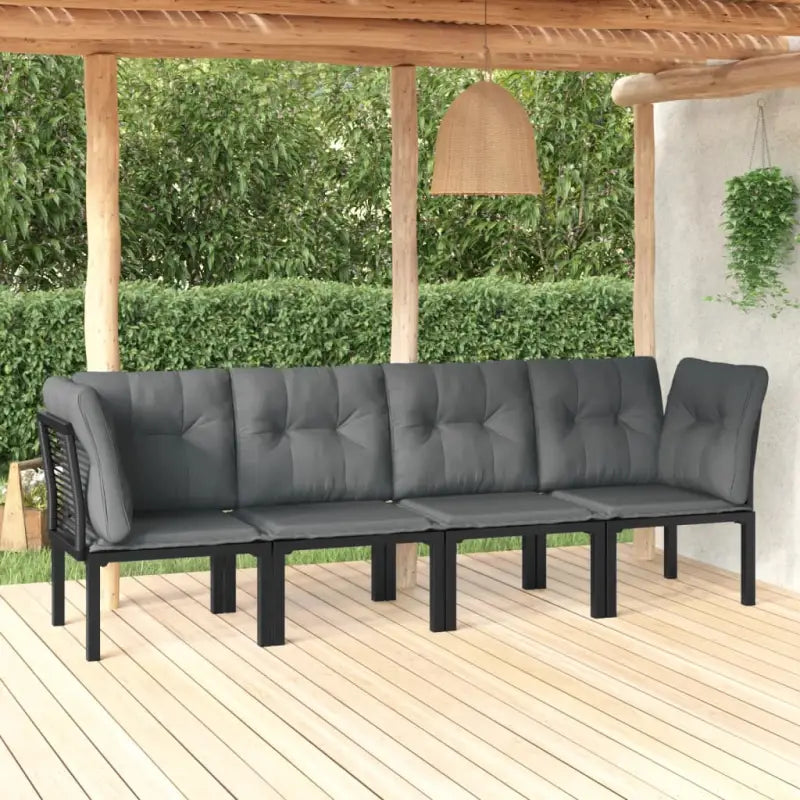 Modulaire tuinbank in zwart materiaal met gepoedercoat staal en afmetingen - 1 / 2x hoek + 2x midden - Modulaire