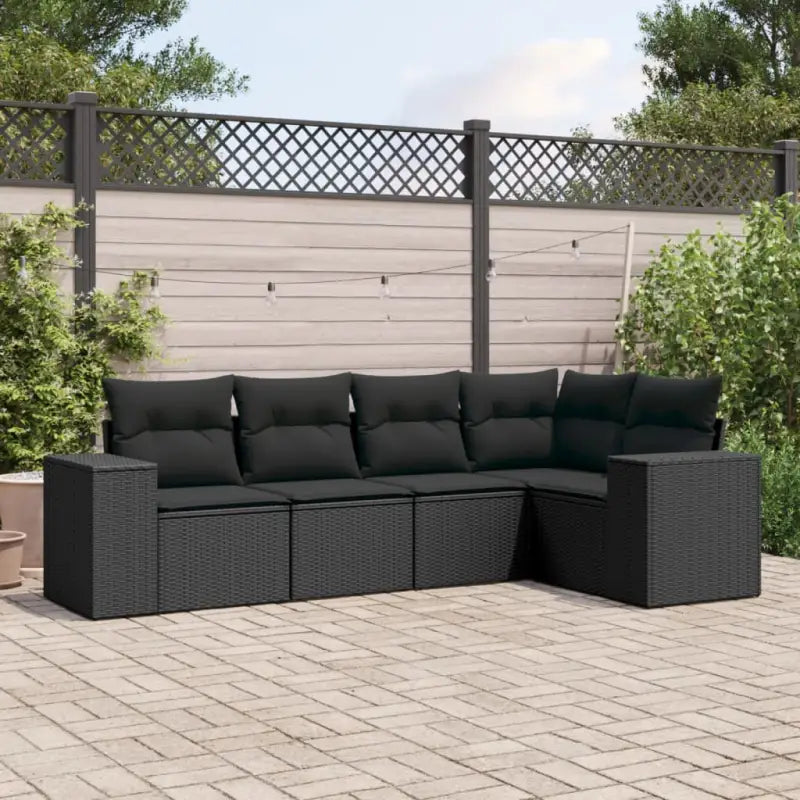 Modulaire tuinbank in zwart materiaal met gepoedercoated staal - Zwart / 1 / Zonder tafel - Modulaire tuinbanken