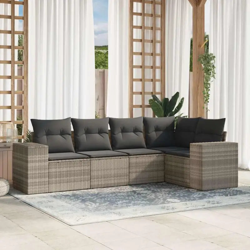 Modulaire tuinbank in zwart materiaal met gepoedercoated staal - Lichtgrijs / 1 / Zonder tafel - Modulaire tuinbanken