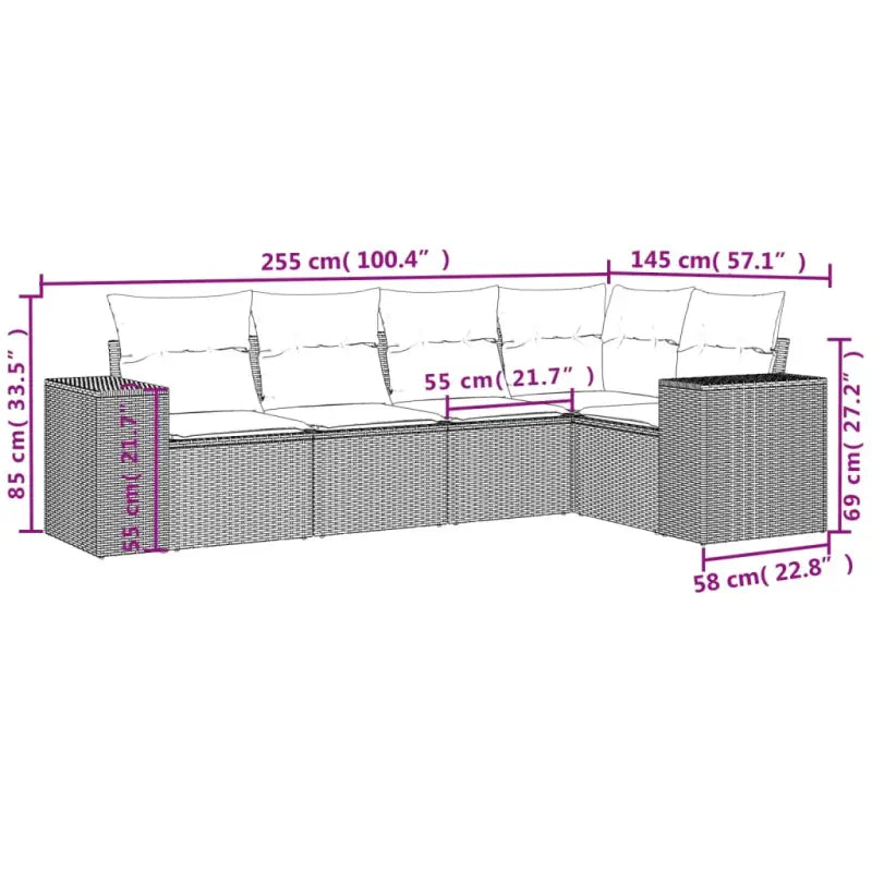 Modulaire tuinbank in zwart materiaal met gepoedercoated staal - Modulaire tuinbanken
