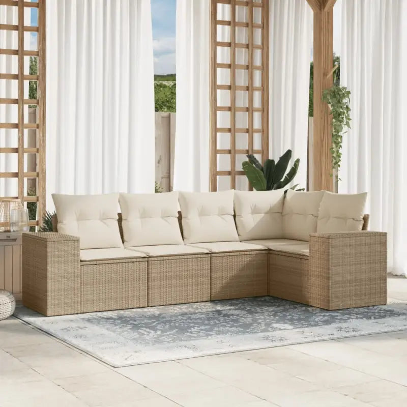 Modulaire tuinbank in zwart materiaal met gepoedercoated staal - beige en crèmekleurig / 1 / Zonder tafel - Modulaire
