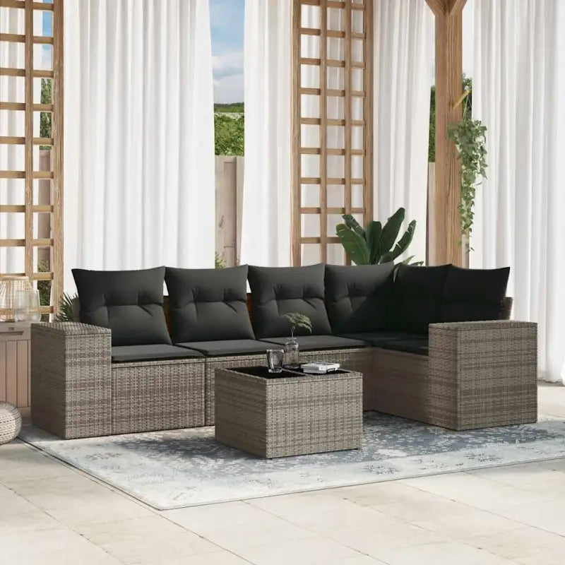 Modulaire tuinbank in zwart materiaal met gepoedercoated staal - Grijs / 1 / Met tafel - Modulaire tuinbanken