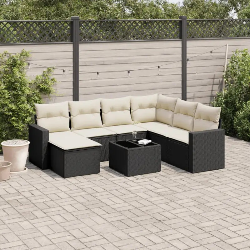 Modulaire tuinbank in zwart materiaal met waterdichte tas en gepoedercoat staal - Zwart en crème / 1 / Met tafel