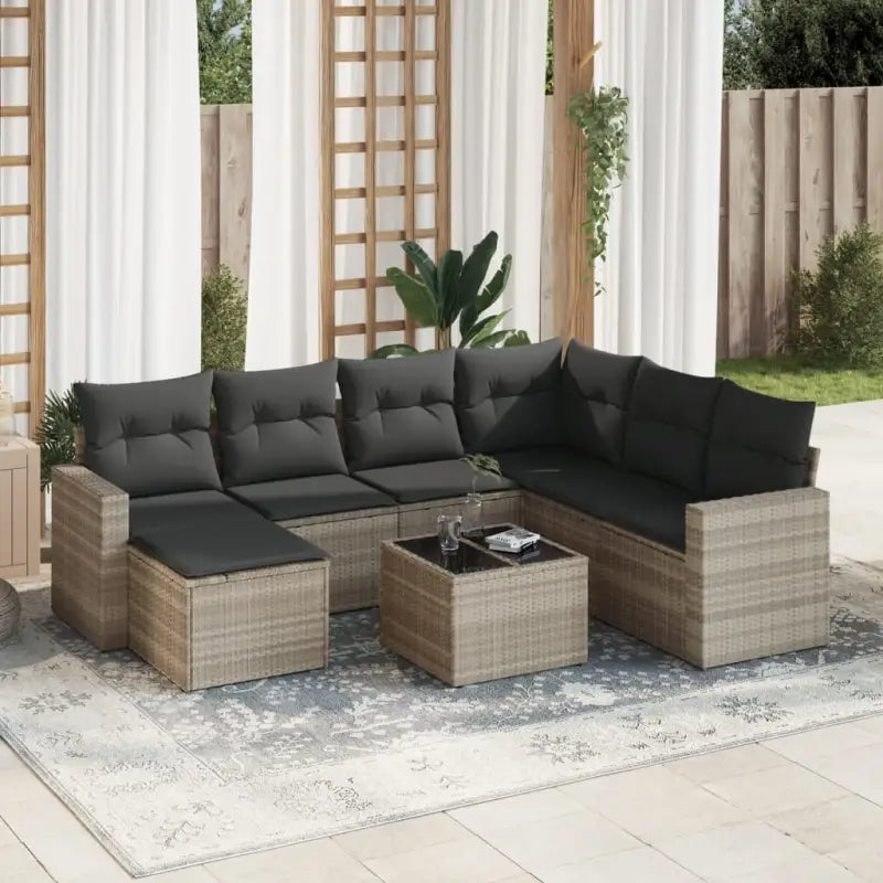 Modulaire tuinbank in zwart materiaal met waterdichte tas en gepoedercoat staal - Lichtgrijs / 1 / Met tafel