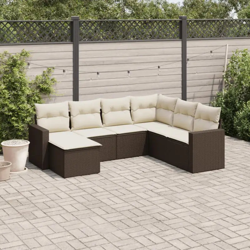 Modulaire tuinbank in zwart materiaal met waterdichte tas en gepoedercoat staal - Bruin en crème / 1 / Zonder tafel