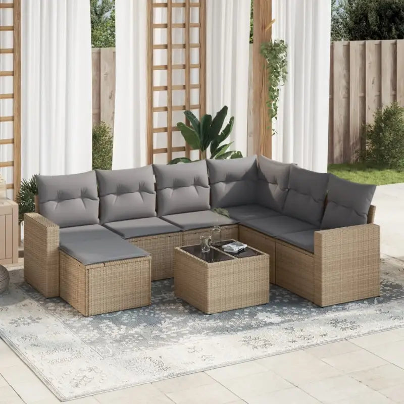 Modulaire tuinbank in zwart materiaal met waterdichte tas en gepoedercoat staal - Beige en grijs / 1 / Met tafel
