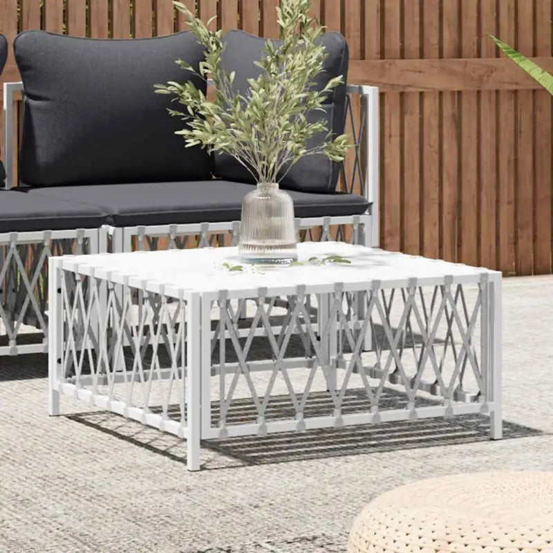 Modulaire tuinbank met geweven stof en afmetingen rugkussen - Wit / 1 / Tafel - Modulaire tuinbanken