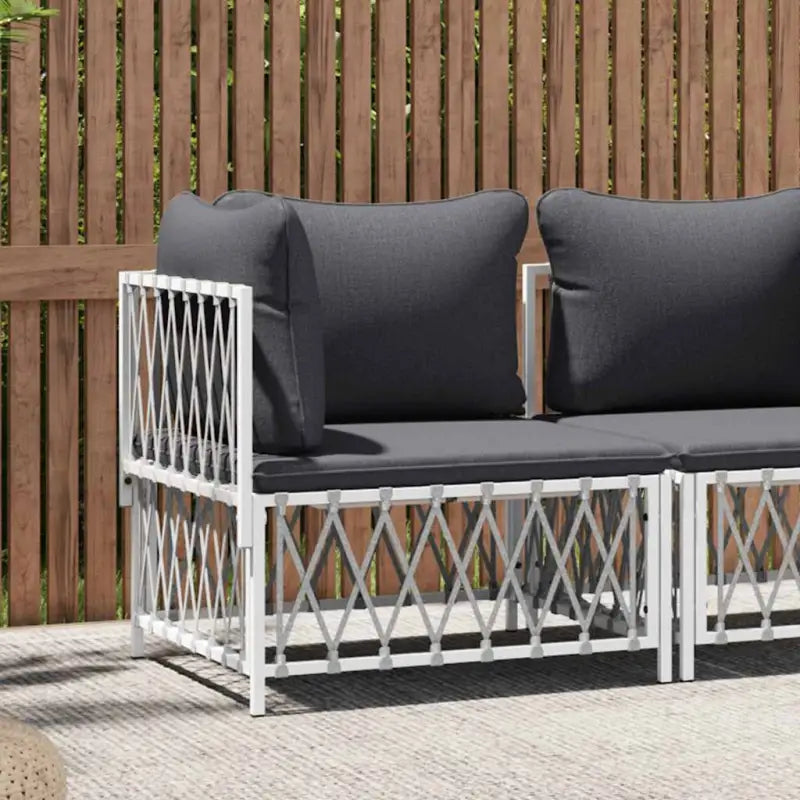 Modulaire tuinbank met geweven stof en afmetingen rugkussen - Wit / 1 / Hoekbank - Modulaire tuinbanken