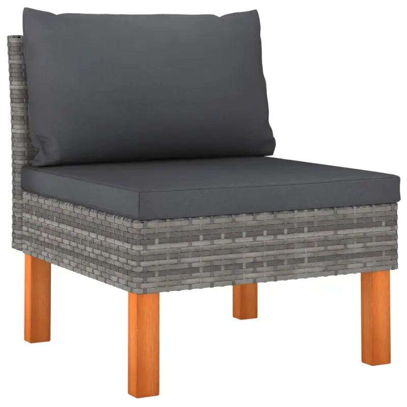 Modulaire tuinbank met PE-rattan en massief eucalyptushout frame - Grijs / 1 / Middenbank - Modulaire tuinbanken