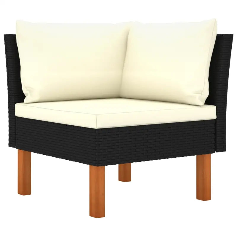 Modulaire tuinbank met PE-rattan en massief eucalyptushout frame - Zwart / 1 / Hoekbank - Modulaire tuinbanken