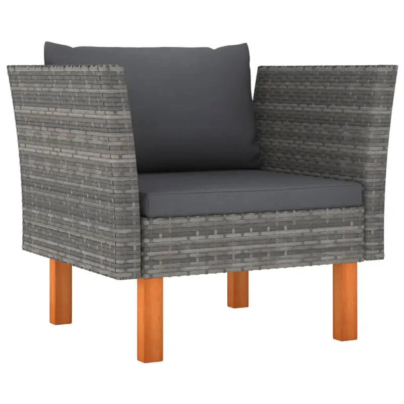 Modulaire tuinbank met PE-rattan en massief eucalyptushout frame - Grijs / 1 / Fauteuil - Modulaire tuinbanken