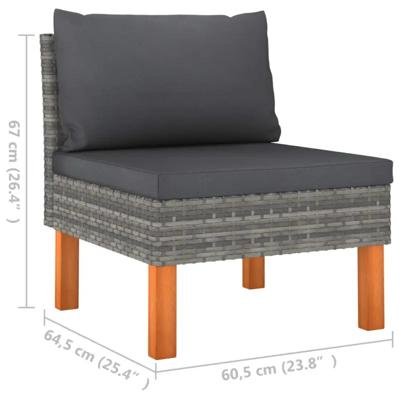 Modulaire tuinbank met PE-rattan en massief eucalyptushout frame - Modulaire tuinbanken
