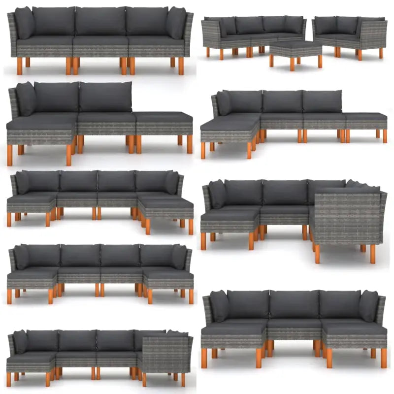 Modulaire tuinbank met PE-rattan en massief eucalyptushout frame - Modulaire tuinbanken