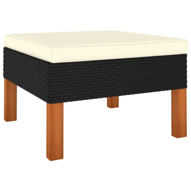 Modulaire tuinbank met PE-rattan en massief eucalyptushout frame - Zwart / 1 / Voetensteun - Modulaire tuinbanken